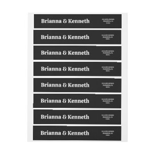 Modern Simple Bold Black and White Wedding Wrap Around Label