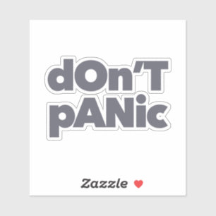 Modern, simple, bold cool graphic of Don't Panic