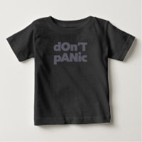 Modern, simple, bold cool graphic of Don't Panic