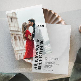 Modern Simple Bold Elegant Black White Engagement Vellum Invitations