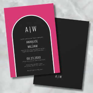Modern Simple Bold Magenta Pink Wedding Invitation