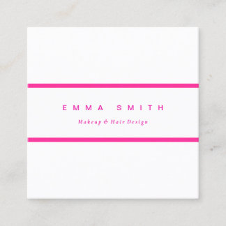 Modern Simple Bold Magenta Pink White Square Square Business Card