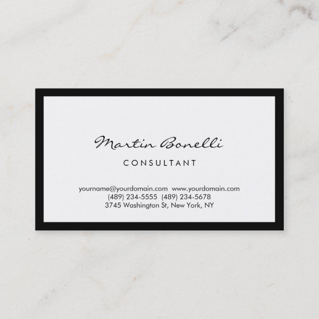 Modern Simple Border Calligraphy Business Card (Front)