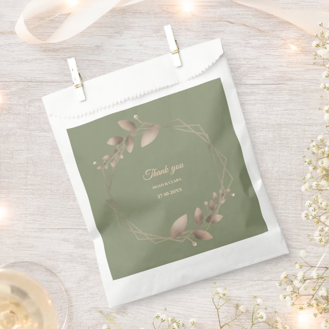 Modern Simple botanical elegant sage green gold  Favour Bags (Clipped)