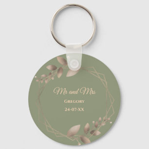Modern Simple botanical elegant sage green gold  Key Ring
