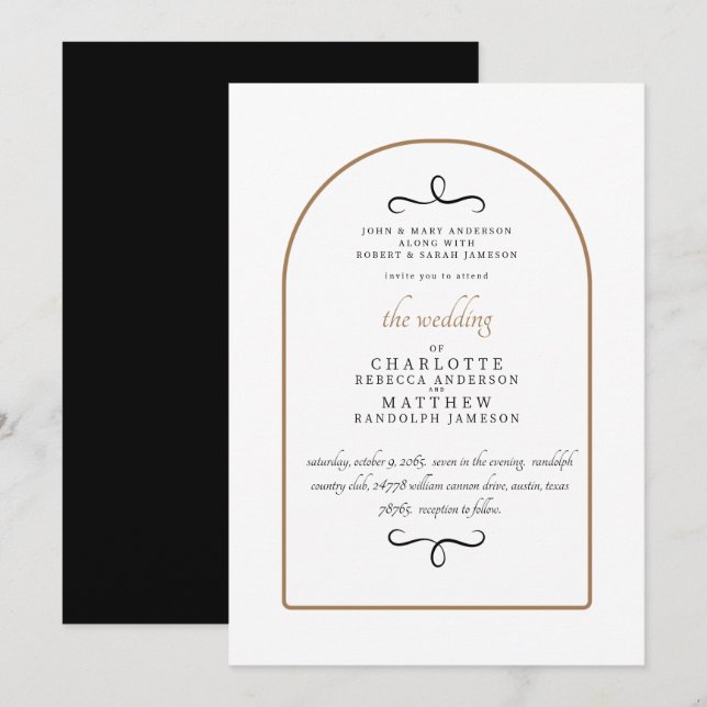 Modern Simple Both Parents Geometric Wedding Invitation (Front/Back)