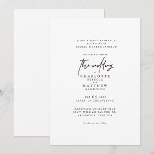 Modern Simple Both Sets Parents Wedding Invitation