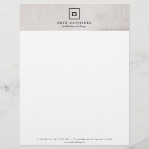 MODERN & SIMPLE BOX LOGO on GRAY WOODGRAIN Letterhead Template