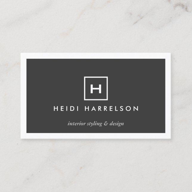 MODERN & SIMPLE BOX LOGO w/ YOUR INITIAL/MONOGRAM Business Card (Front)