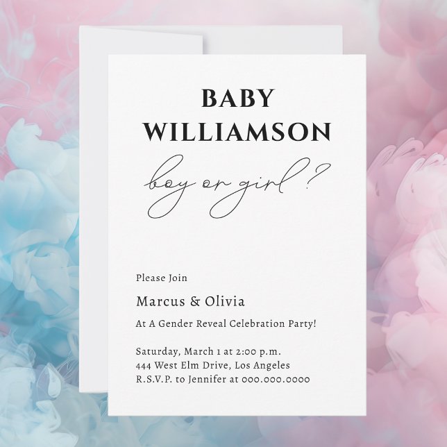 Modern Simple Boy Or Girl Gender Reveal Party Invitation (Celebrate one of life's most exciting moments with our Gender Reveal Party Invitations. )