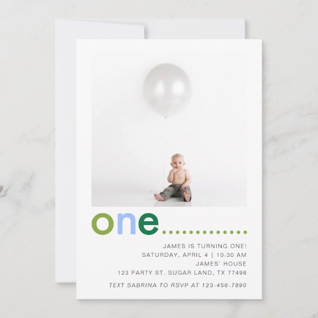 Modern Simple Boys First Birthday Party Invitation (Front)