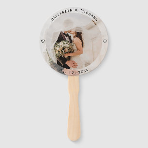 Modern Simple Bride and Groom Photo Wedding Favour Hand Fan