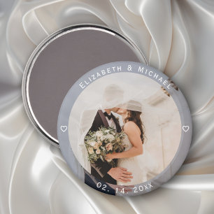 Modern Simple Bride and Groom Photo Wedding Favour Magnet