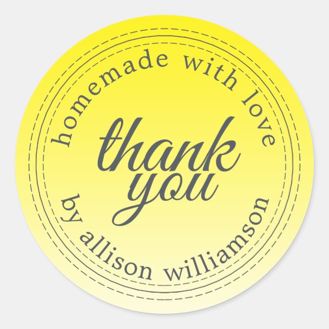 Modern simple bright yellow ombre thank you classic round sticker (Front)