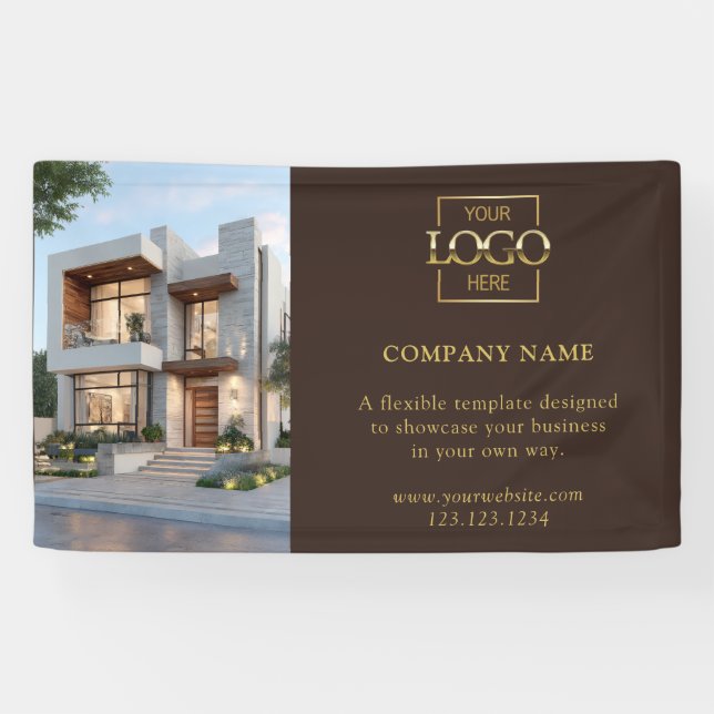 Modern Simple Brown Business Logo Professional Banner (Horizontal)
