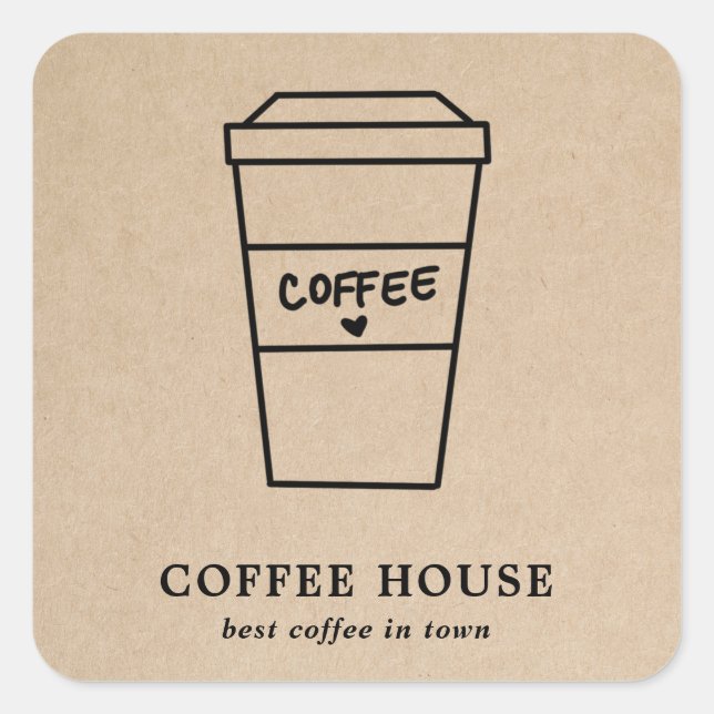 Modern Simple Brown Cute Coffee Square Sticker (Front)