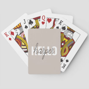 Modern Simple Brown Hello And You Name Playing Cards