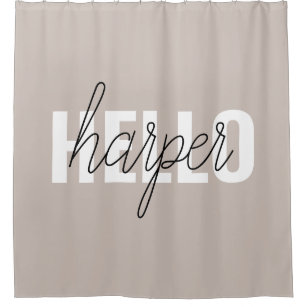 Modern Simple Brown Hello And You Name Shower Curtain