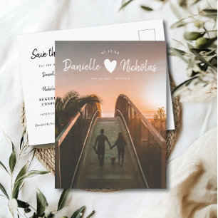 Modern Simple Brush Script Photo Save the Date Postcard