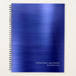 Modern Simple Brushed Metal Royal Blue Planner<br><div class="desc">Modern Simple Brushed Metal Royal Blue Planner</div>
