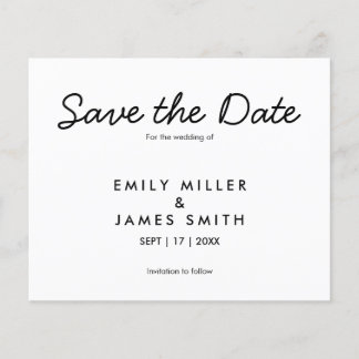 Modern Simple Budget Wedding Save the Date