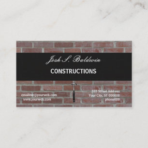Modern Simple Builder Brick Wall Construction Business Card