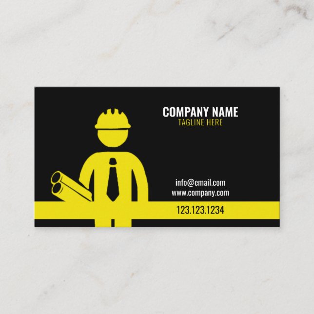 Modern Simple Building Construction Company Business Card (Front)