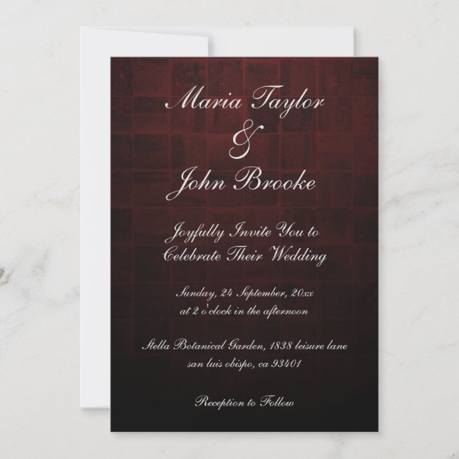 Modern Simple Burgundy Script Typography Wedding Invitation (Front)
