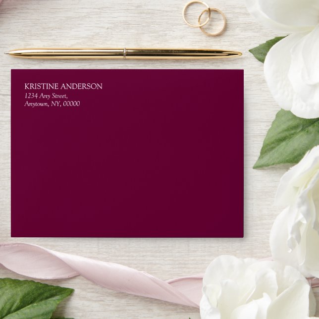 Modern Simple Burgundy Wedding Envelope (Wedding)