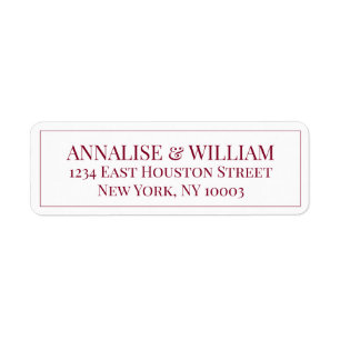 Modern Simple Burgundy Wine Wedding Return Address
