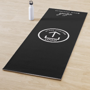 Modern Simple Business Logo Black White Gym Yoga Mat