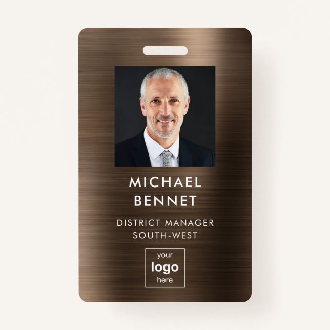 Modern Simple Business Logo Photo ID ID Badge (Front)
