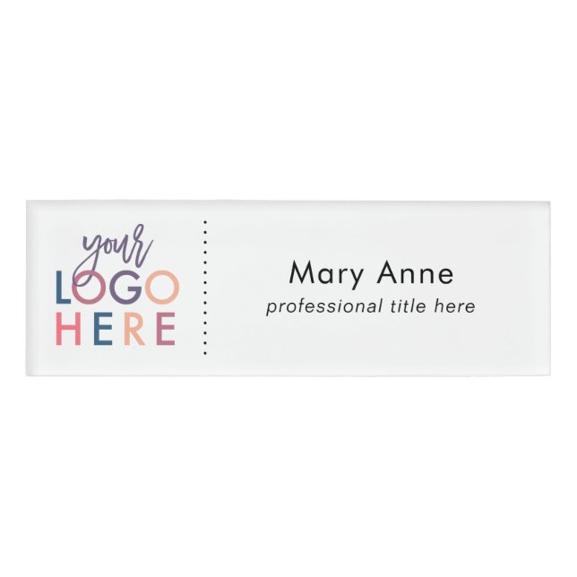 Modern Simple Business Logo Professional Title Name Tag (Front)