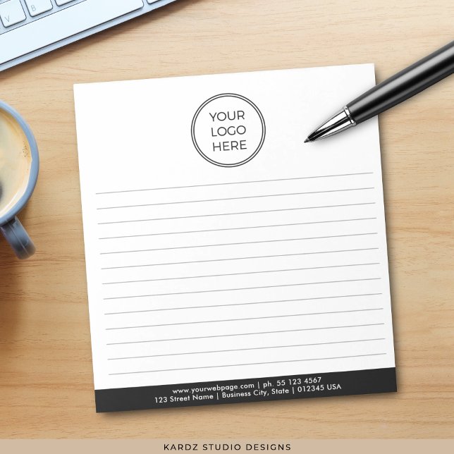 Modern Simple Business Logo Ruled Notepad (Notepad shown in 5.5 x 6 inches. Add your logo and business information. )