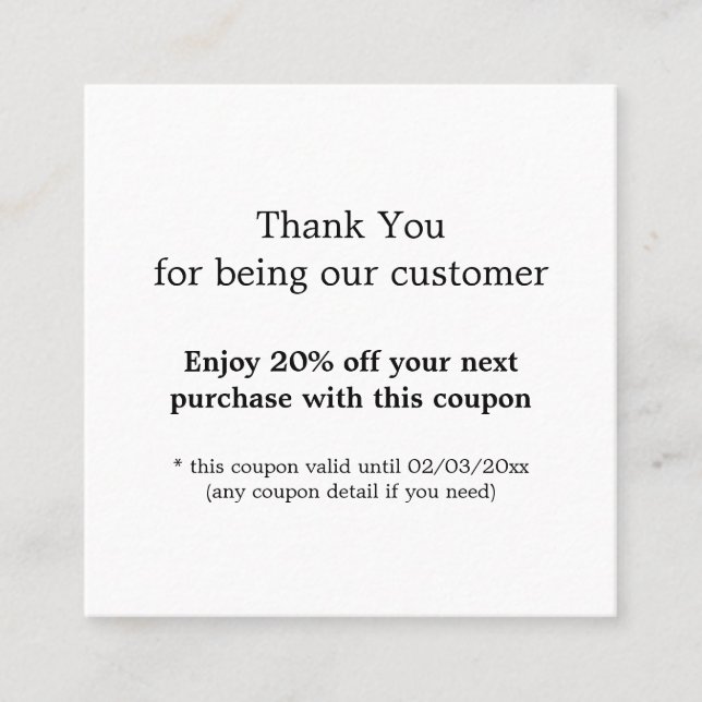 Modern Simple Business Thank You Discount Card (Front)