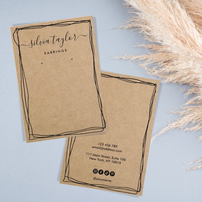 Modern Simple Calligraphy Earring display card (Creator Uploaded)