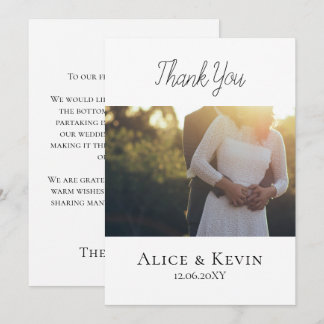 Modern Simple Calligraphy Photo Wedding Thank You Card