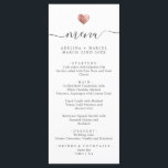 Modern Simple Calligraphy Rose Gold Heart Wedding Menu<br><div class="desc">This chic wedding menu shines with simplicity. Modern typography,  gorgeous calligraphy accented by a pretty heart in (printed) rose gold,  this suite is both minimal and elegant.</div>