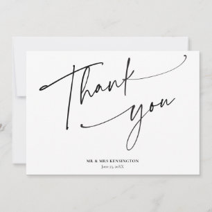 Modern Simple Calligraphy Script Photo Wedding Thank You Card