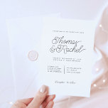 Modern Simple Calligraphy Script Wedding Invitation<br><div class="desc">A minimalist black and white wedding invitation featuring a typographic design and simple calligraphy script font. Easily personalise by filling in with your own details. Order yours today.</div>