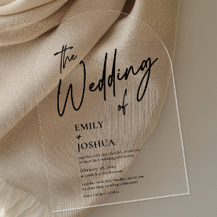 Modern Simple Calligraphy Transparent Wedding Arch Acrylic Invitations