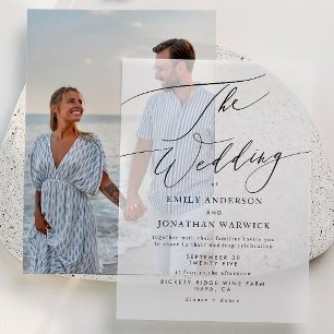 Modern Simple Calligraphy Wedding Black Vellum Invitations