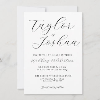 Modern Simple Calligraphy Wedding Invitation 