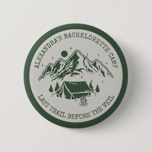 Modern Simple Camping Weekend Bachelorette Party 6 Cm Round Badge