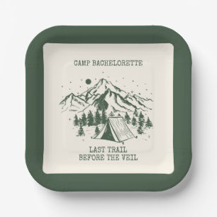 Modern Simple Camping Weekend Bachelorette Party Paper Plate