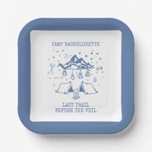 Modern Simple Camping Weekend Bachelorette Party Paper Plate