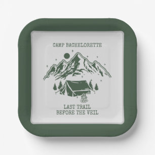 Modern Simple Camping Weekend Bachelorette Party Paper Plate