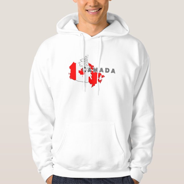 Modern Simple Canadian Canada Script map Flag  Hoodie (Front)