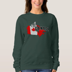 Modern Simple Canadian Canada Script map Flag  Sweatshirt