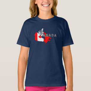 Modern Simple Canadian Canada Script map Flag  T-Shirt